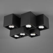 Plafondlamp Fernando, 6-lamps, mat zwart