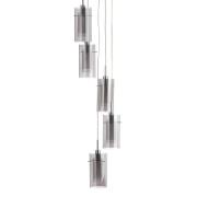 Hanglamp Duo 2, rookglas/chroom 5-lamps