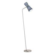 Vloerlamp Yuna-S matnikkel, kap blauw bewegelijk