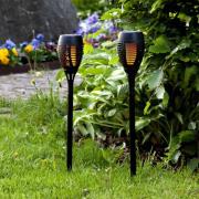 LED-solar-grondspies lamp Flame, 2 per set