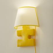 Keramiek-wandlamp A185 met stoffen kap, geel