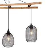 Hanglamp Lioni van hout met vier metalen kappen