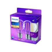 Philips LED lamp E27 7W 2.700K gloeidraad helder set van 2