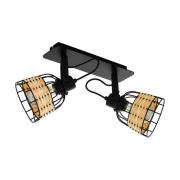 Plafondspot Anwick 1 staal/rotan, 2-lamps