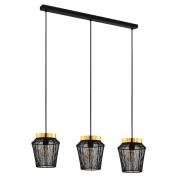 Hanglamp Escandidos, zwart/goud, 3-lamps