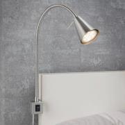 Tuso LED wandlamp, bedbevestiging, nikkel