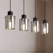 Lindby hanglamp Kourtney, 4-lamps, zwart/grijs, glas, E27