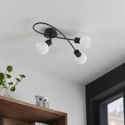 Lindby plafondlamp Elaina 3-lamps lang, zwart wit