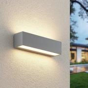 Lucande LED buitenwandlamp Lengo, 25 cm, zilver, 2-lamps, aluminium