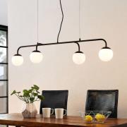 Lucande hanglamp Rama, zwart, ijzer, glas, 112 cm lang