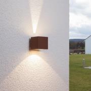 Roestbruine LED buitenwandlamp Jarno, kubusvorm