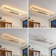 Lucande Kadira LED plafondlamp, 120 cm, nikkel