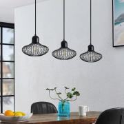 Lindby Justinos hanglamp, 3-lamps, zwart