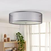 Lindby Tobia stoffen plafondlamp, organza, grijs