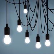 LED hanglamp Maman zwart 14-lamps gesatineerd