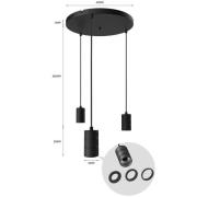 Calex Retro hanglamp, rond, 3-lamps, zwart