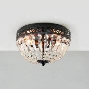 Plafondlamp Etienne glaskristallen Ø 25cm zwart