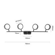 Lindby spot Neros, zwart, 4-lamps, 79,5 cm, CCT, ijzer
