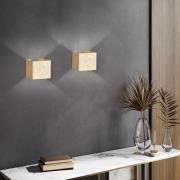 LED buitenwandlamp Wall, kubusvormig, bladgoud