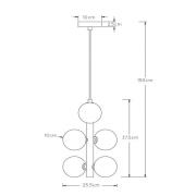 Hanglamp Tycho, 6-lamps, goud/rookgrijs