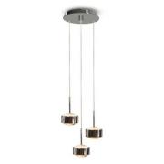 Puk Maxx Drop Trio hanglamp, mat nikkel, 3-lamps G9