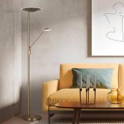 LED vloerlamp Brantford leeslamp, antiek messing