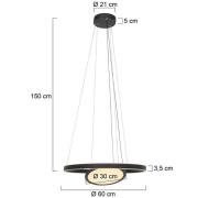 LED hanglamp Ringlux 3-lamps zwart Ø 60 cm