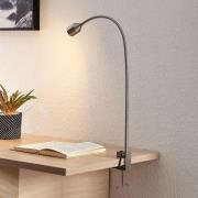 Lindby LED klemlamp Hanilo, hoogte 80 cm, nikkel, metaal