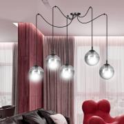 Glassy hanglamp, 5-lamps, gedecentraliseerd, zwart, grafiet