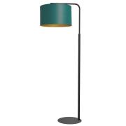 Vloerlamp Soho, cilindervormig, gebogen, groen/goud