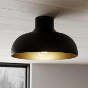 Plafondlamp Basca, buiten zwart, binnen goudkleurig