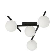 Plafondlamp Smart, zwart/opaal, 4-lamps