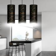 Hanglamp Joni 3-lamps lang zwart-gemarmerd