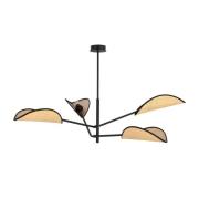 Hanglamp Vene, zwart/rotanlook, 4-lamps