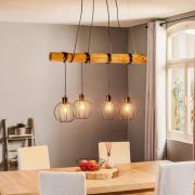 Hanglamp Karou, 4-lamps, bruin gebeitst