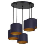 Hanglamp Soho cilindrisch rond 5-lamps blauw/goud