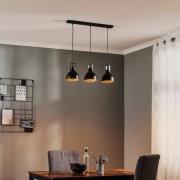 Trial hanglamp, 3-lamps linear, zwart/goud