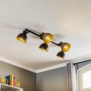 Trial plafondlamp, 5-lamps, zwart/goud