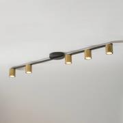 Plafondspot Sky, 5-lamps, zwart/goud