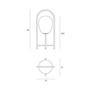 Tafellamp Drop, melkglazen kap, frame zwart