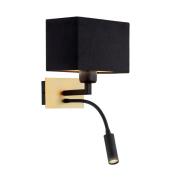 Wandlamp HARRY, hoekig, messing/zwart/zwart