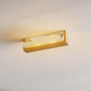 Plafondlamp Shifted 2, glas en licht hout