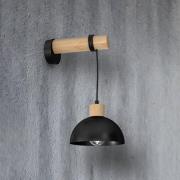Wandlamp Arik zwart van metaal en hout