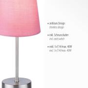 Heinrich tafellamp met roze stoffen kap