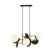 Hanglamp Darcy, zwart/brons, 6-lamps