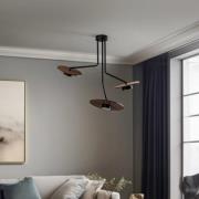 Disk plafondlamp met houten elementen, 3-lamps