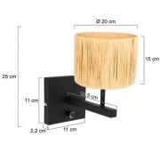 Wandlamp Stang 3710ZW, Natur vlechtwerk