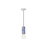 PI hanglamp, bloemenpatroon Ø 8 cm blauw/wit