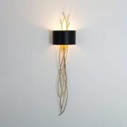 Elba lungo wandlamp, goud/zwart, hoogte 144 cm, ijzer