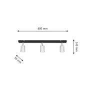 Plafondlamp Tune II, zwart/chroom, metaal, 3-lamps, E27